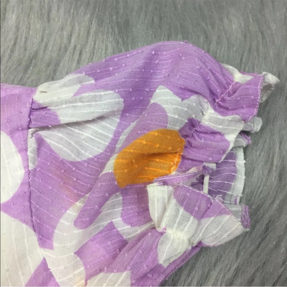 Vintage Handmade 60s Toddler Girls Drop Waist Swiss Dot Purple Orange Dress